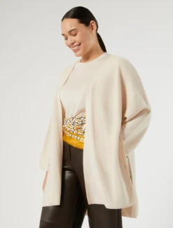 Cardigan lungo in pura lana - SABBIA