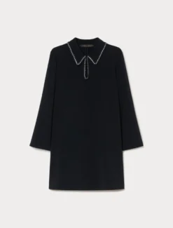 Casacca in cady con ricamo - BLU NOTTE