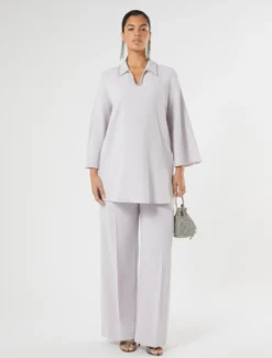 Casacca in cady con ricamo - LAVANDA