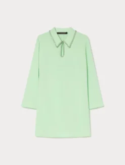 Casacca in cady con ricamo - VERDE PASTELLO