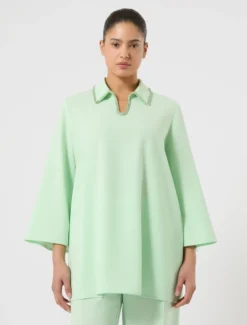 Casacca in cady con ricamo - VERDE PASTELLO