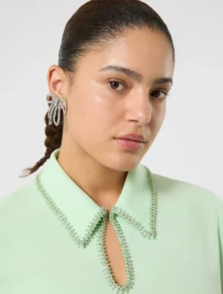 Casacca in cady con ricamo - VERDE PASTELLO