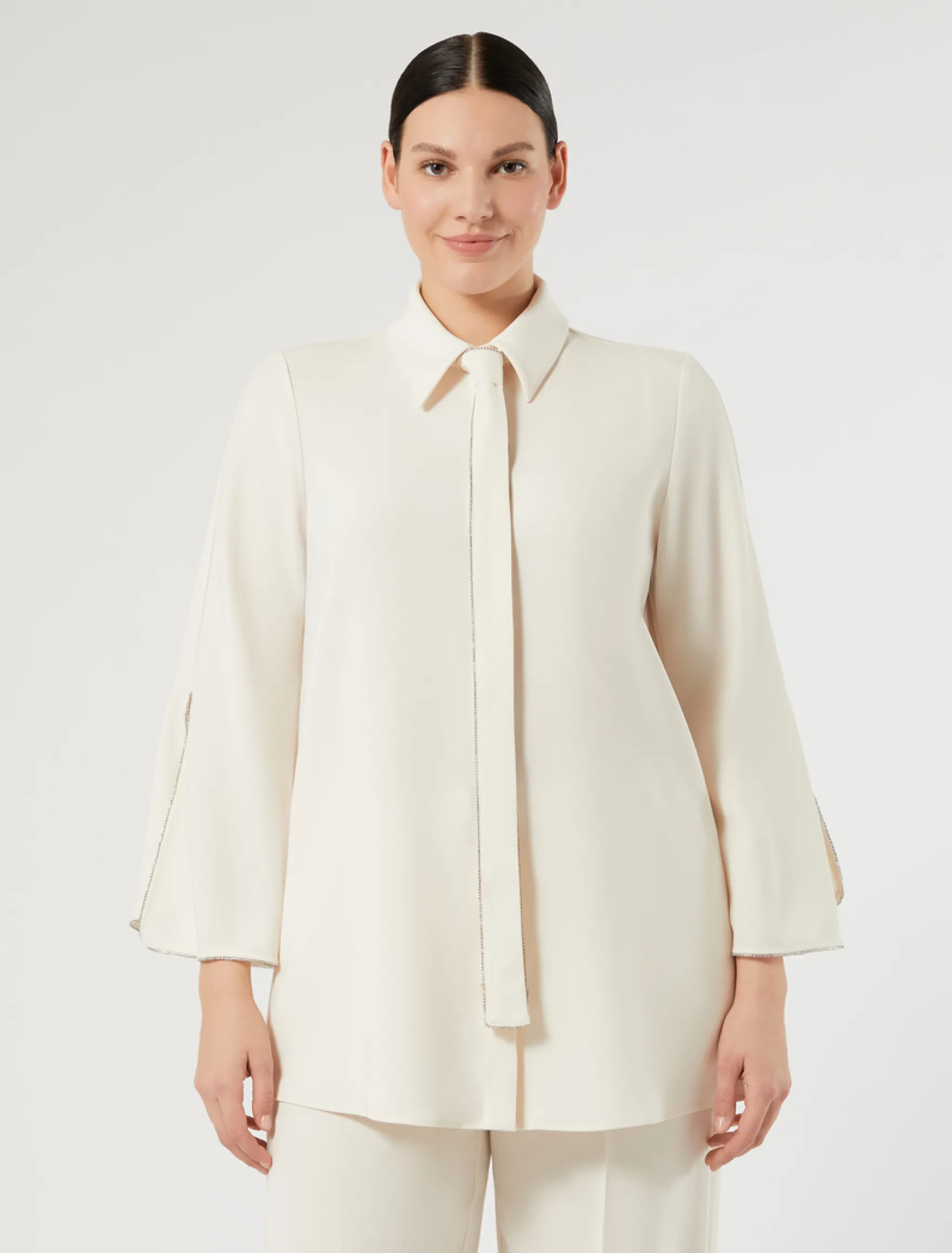 Casacca in cady con strass - BIANCO AVORIO