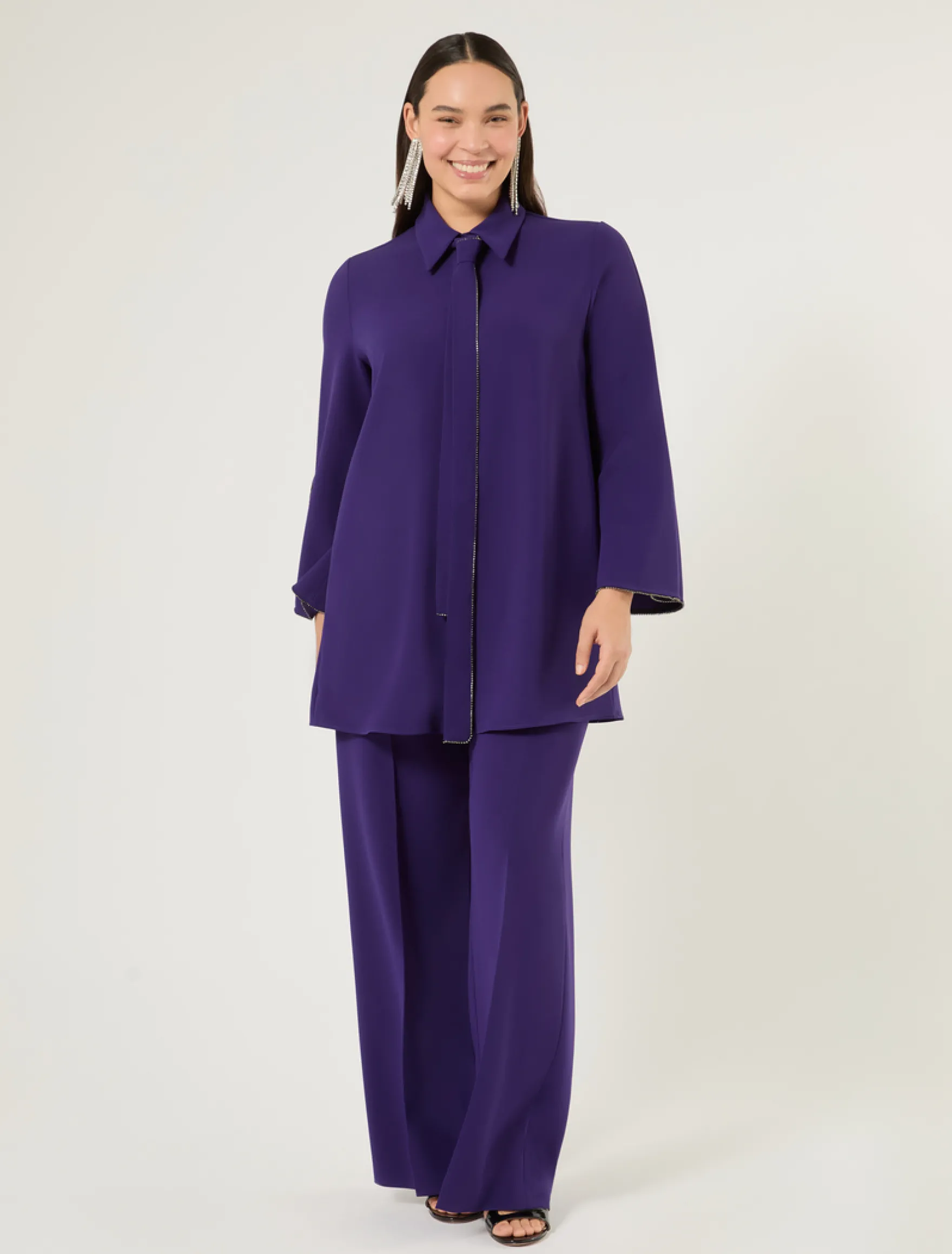 Casacca in cady con strass - VIOLA