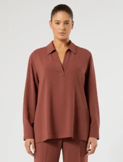 Casacca in cady mélange - MATTONE ROSSO