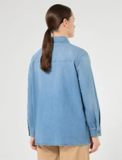 Casacca in denim stretch - BLU AZZURRO