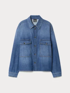 Casacca in gabardina di cotone - BLU MARINO