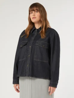 Casacca in gabardina di cotone - BLU NOTTE