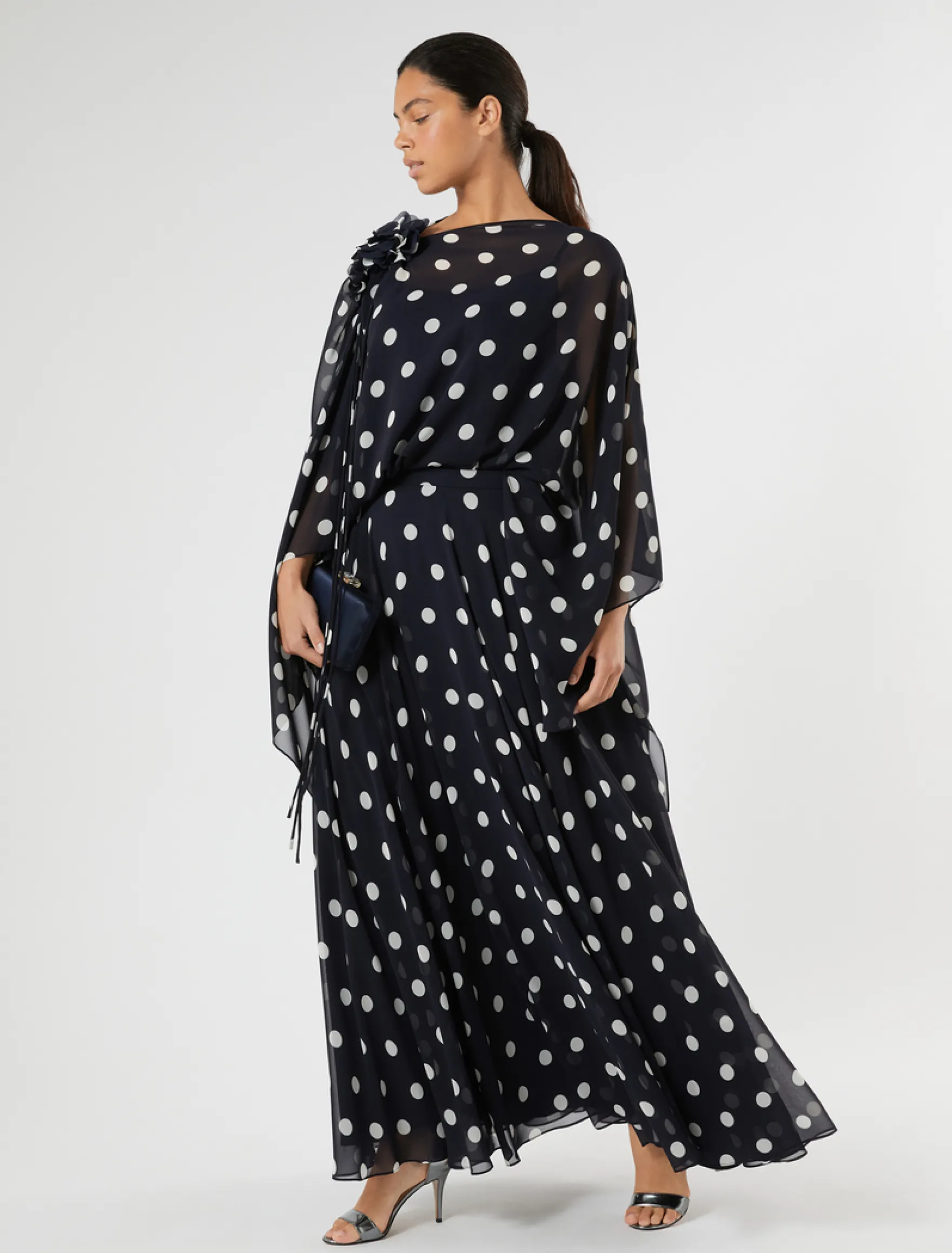 Casacca in georgette a pois - BLU MARINO