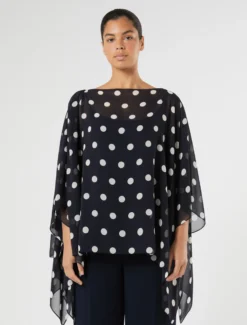 Casacca in georgette a pois - BLU MARINO