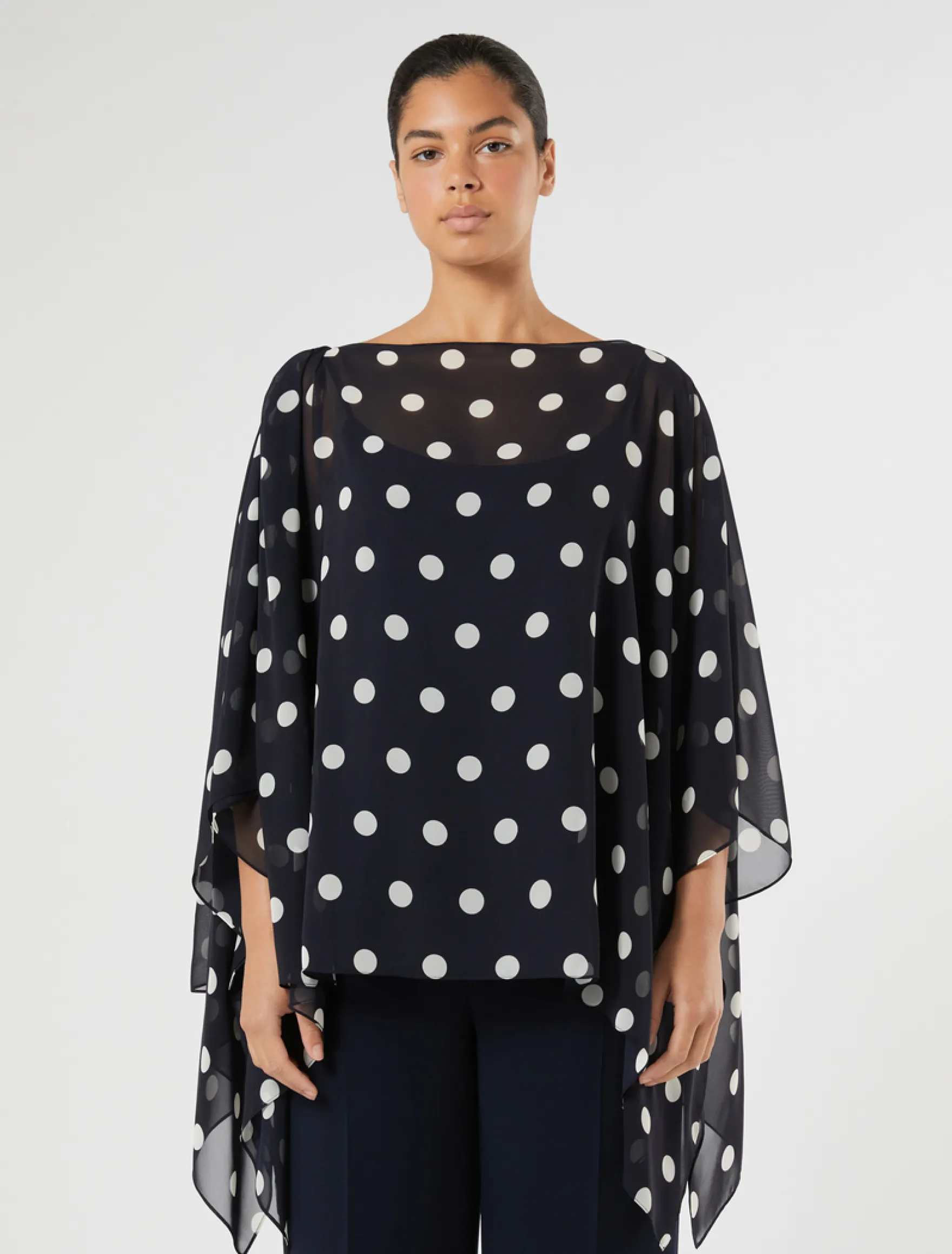 Casacca in georgette a pois - BLU MARINO