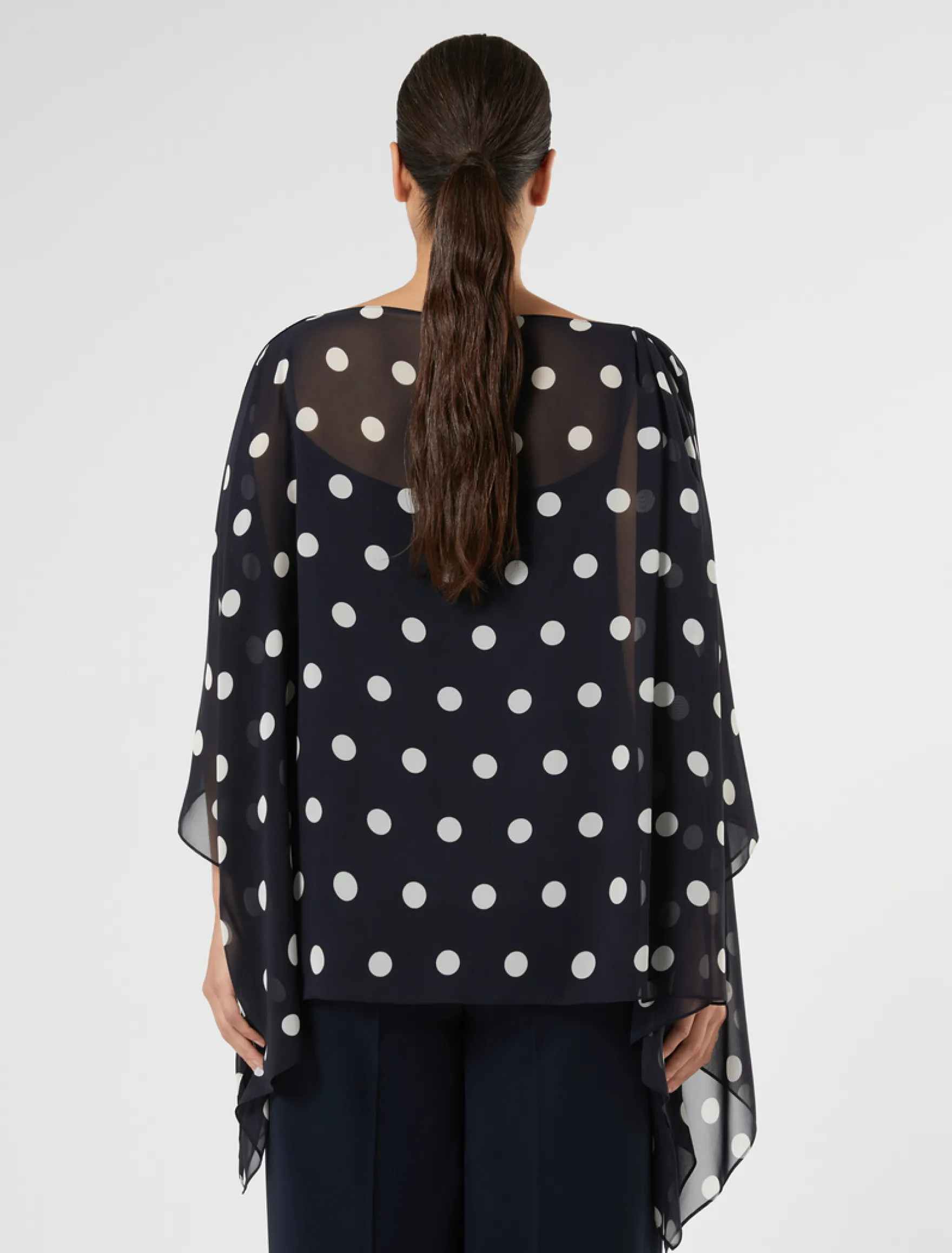 Casacca in georgette a pois - BLU MARINO