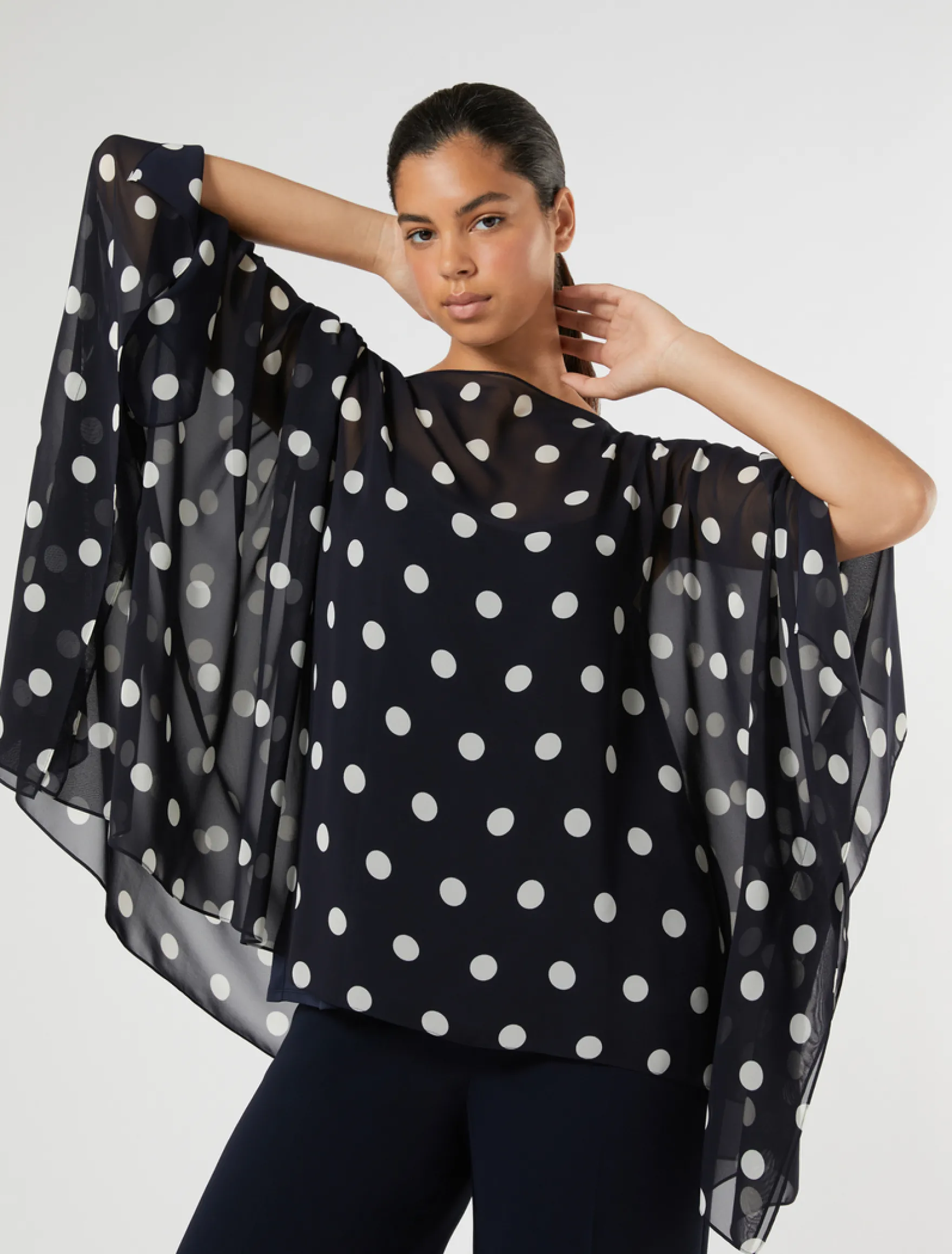 Casacca in georgette a pois - BLU MARINO