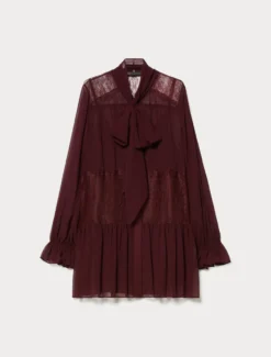 Casacca in georgette e pizzo - ROSSO VIOLA