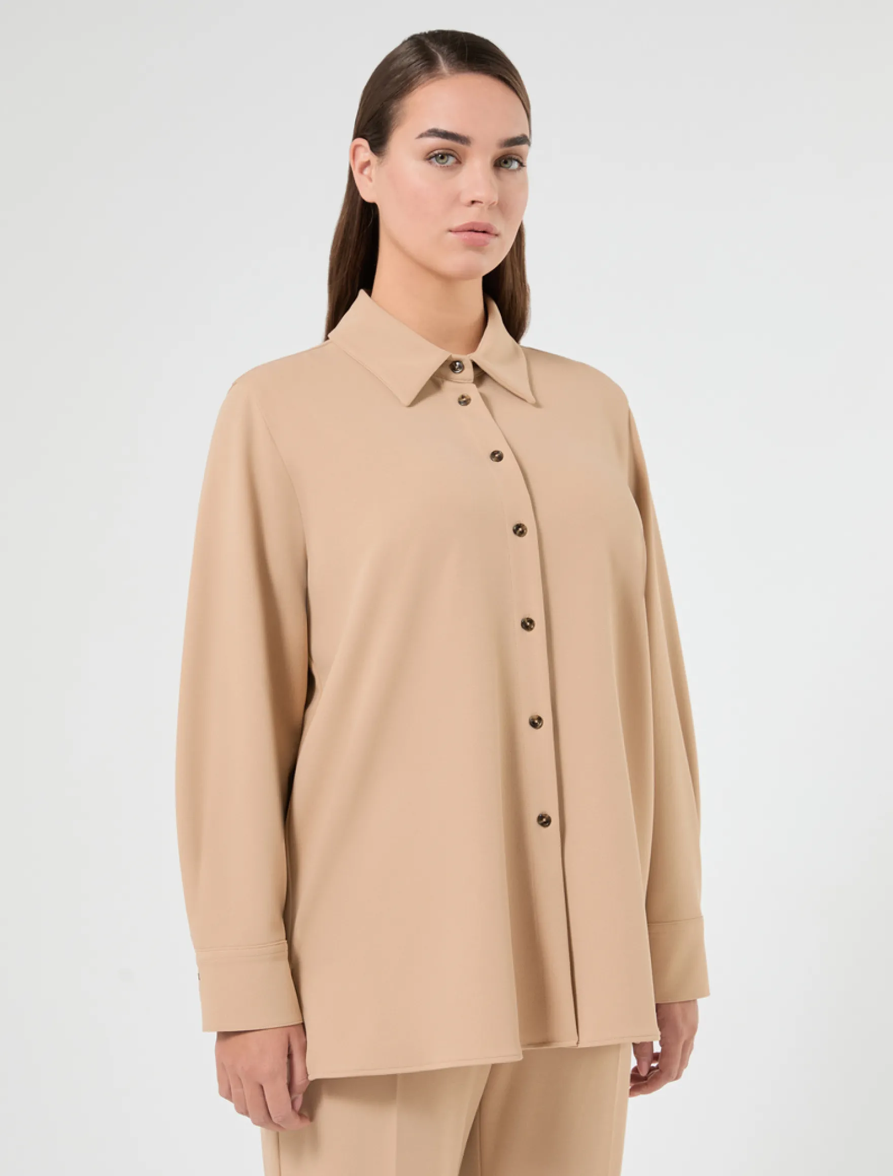 Casacca in jersey scuba crêpe - CAMMELLO