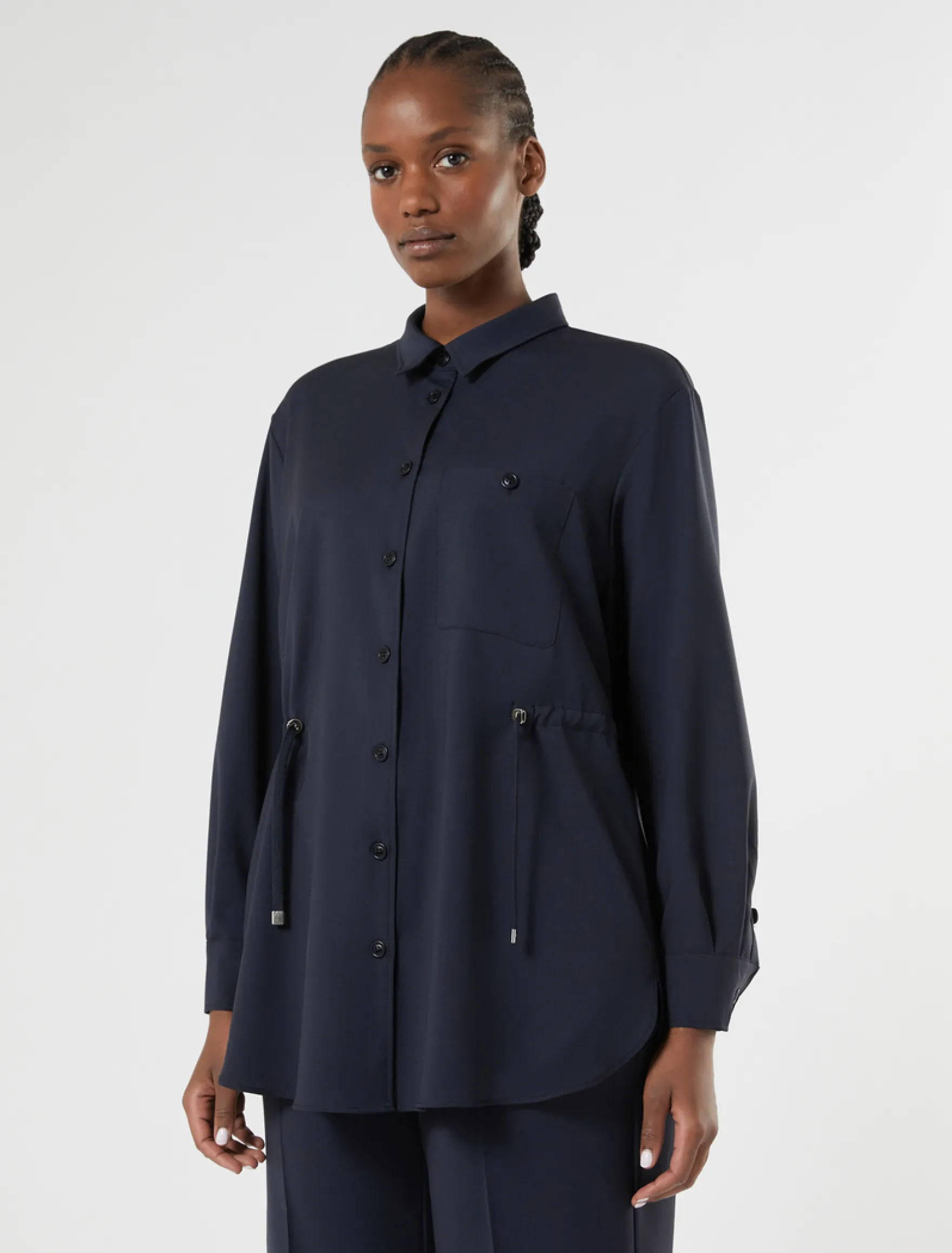 Casacca in lana natural stretch - BLU NOTTE