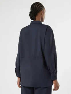 Casacca in lana natural stretch - BLU NOTTE