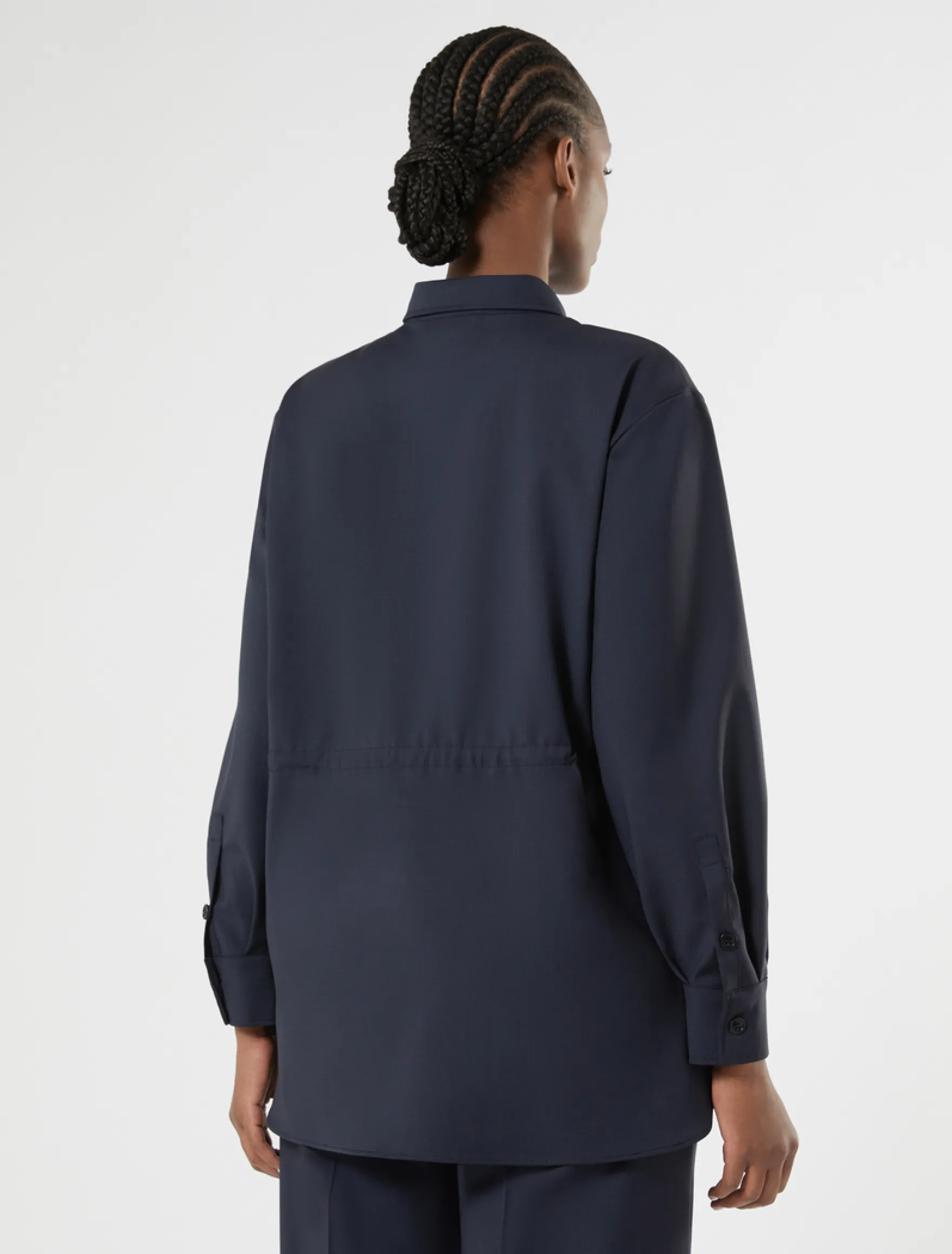 Casacca in lana natural stretch - BLU NOTTE