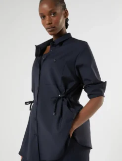 Casacca in lana natural stretch - BLU NOTTE