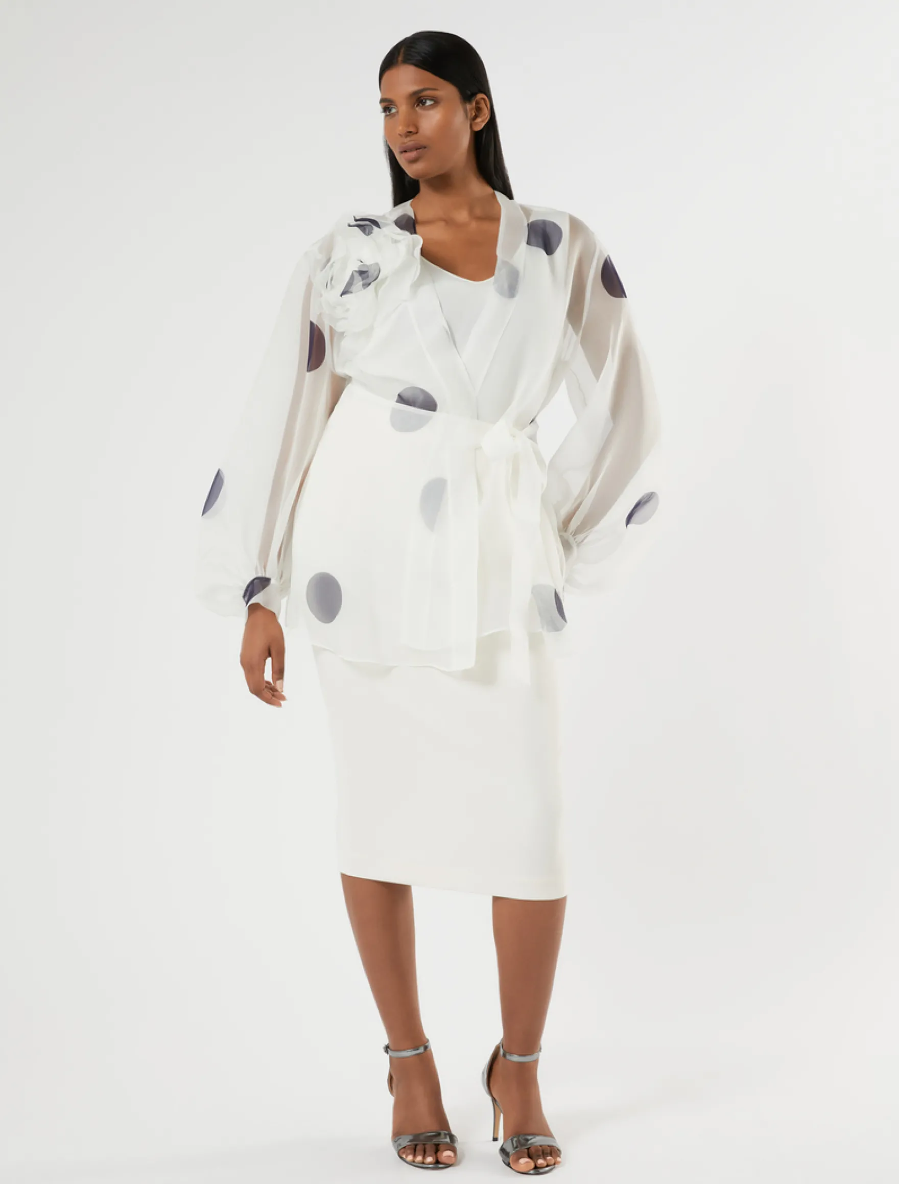 Casacca in organza di seta - BIANCO AVORIO