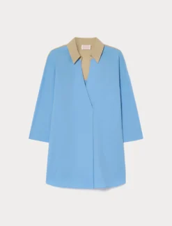 Casacca in popeline di cotone - AZZURRO