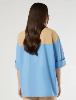 Casacca in popeline di cotone - AZZURRO