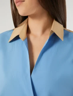 Casacca in popeline di cotone - AZZURRO