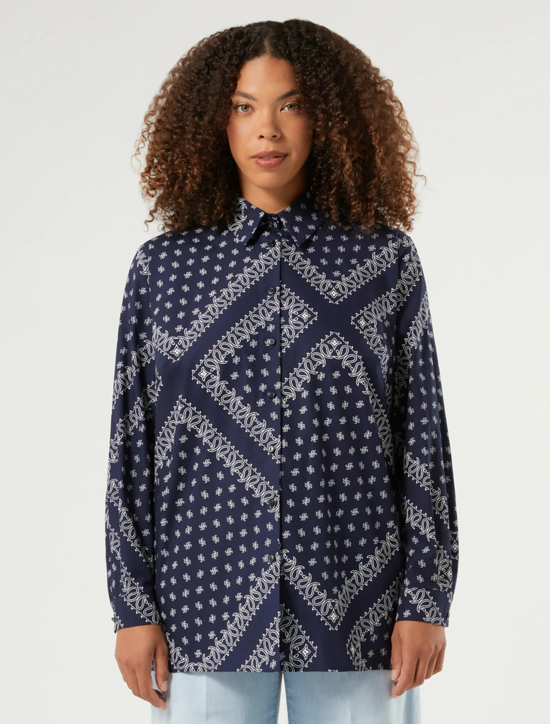 Casacca in popeline di cotone - BLU MARINO