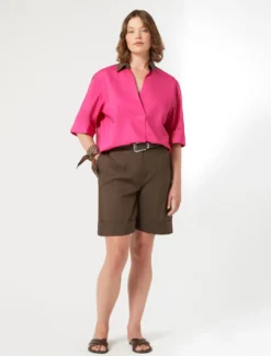 Casacca in popeline di cotone - FUXIA