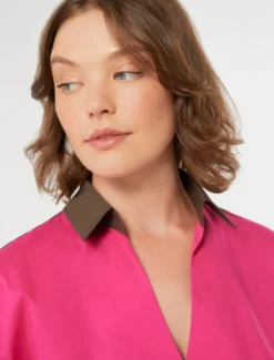 Casacca in popeline di cotone - FUXIA