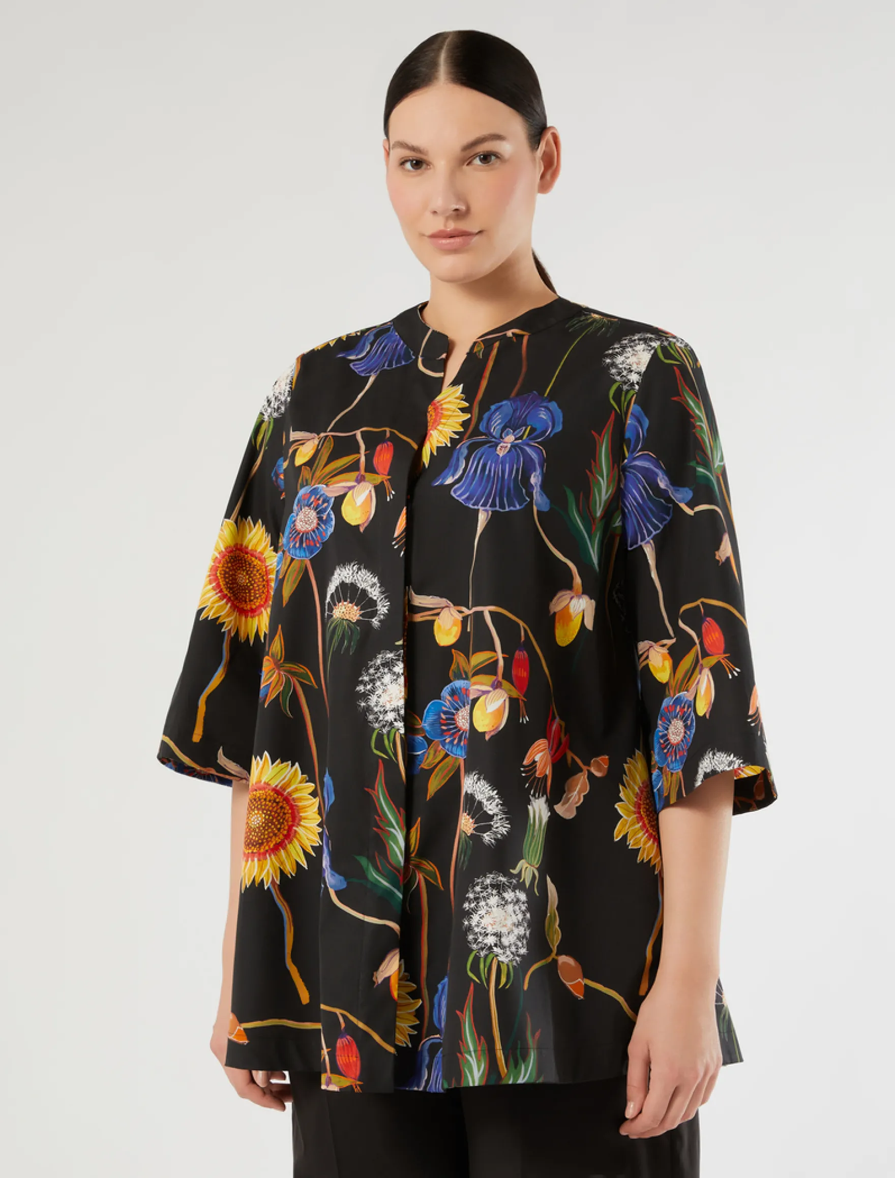 Casacca in popeline di cotone - NERO