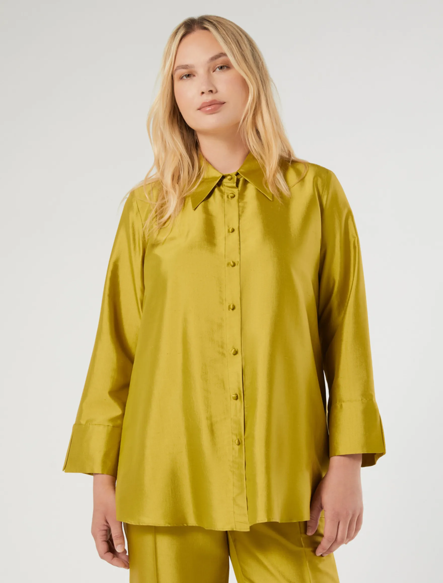 Casacca in shantung di seta - VERDE OLIVA