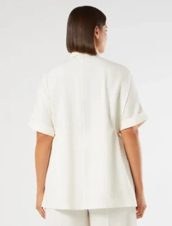 Casacca in twill di lino stretch - AVORIO
