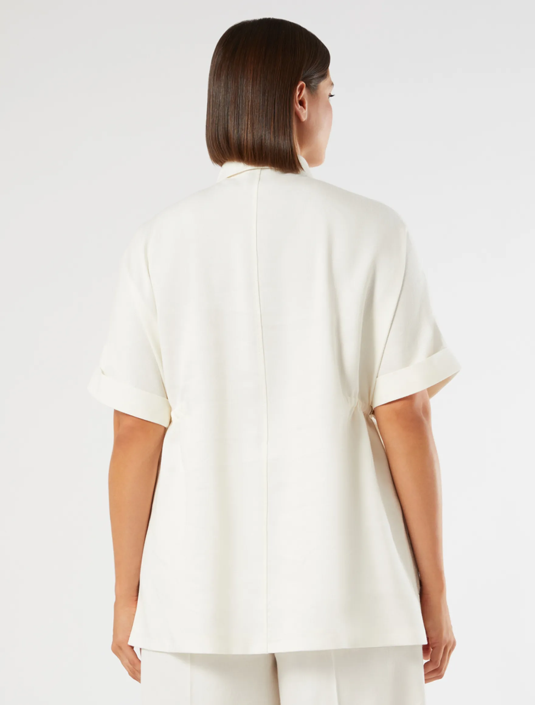 Casacca in twill di lino stretch - AVORIO