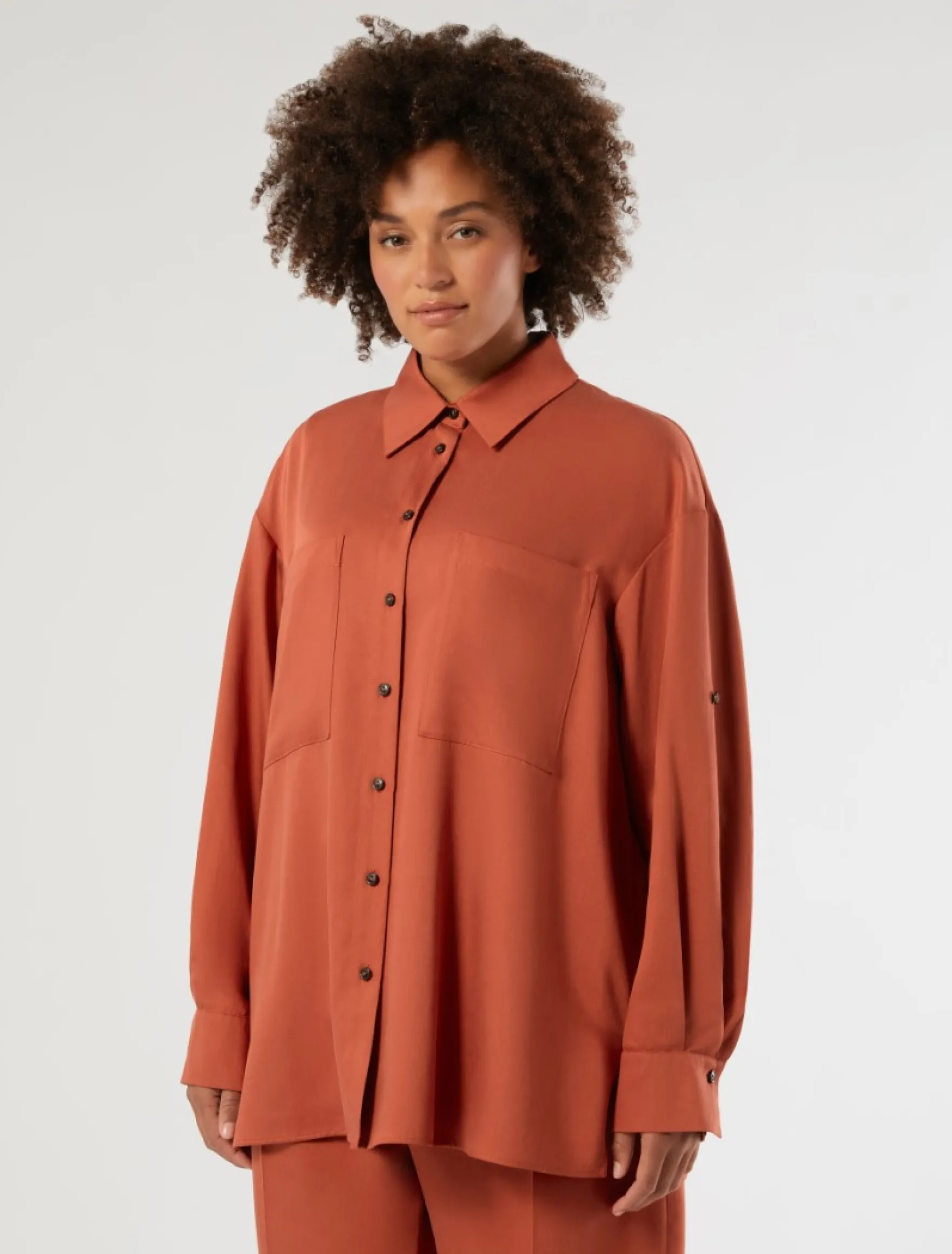Casacca in twill di tencel - RAME