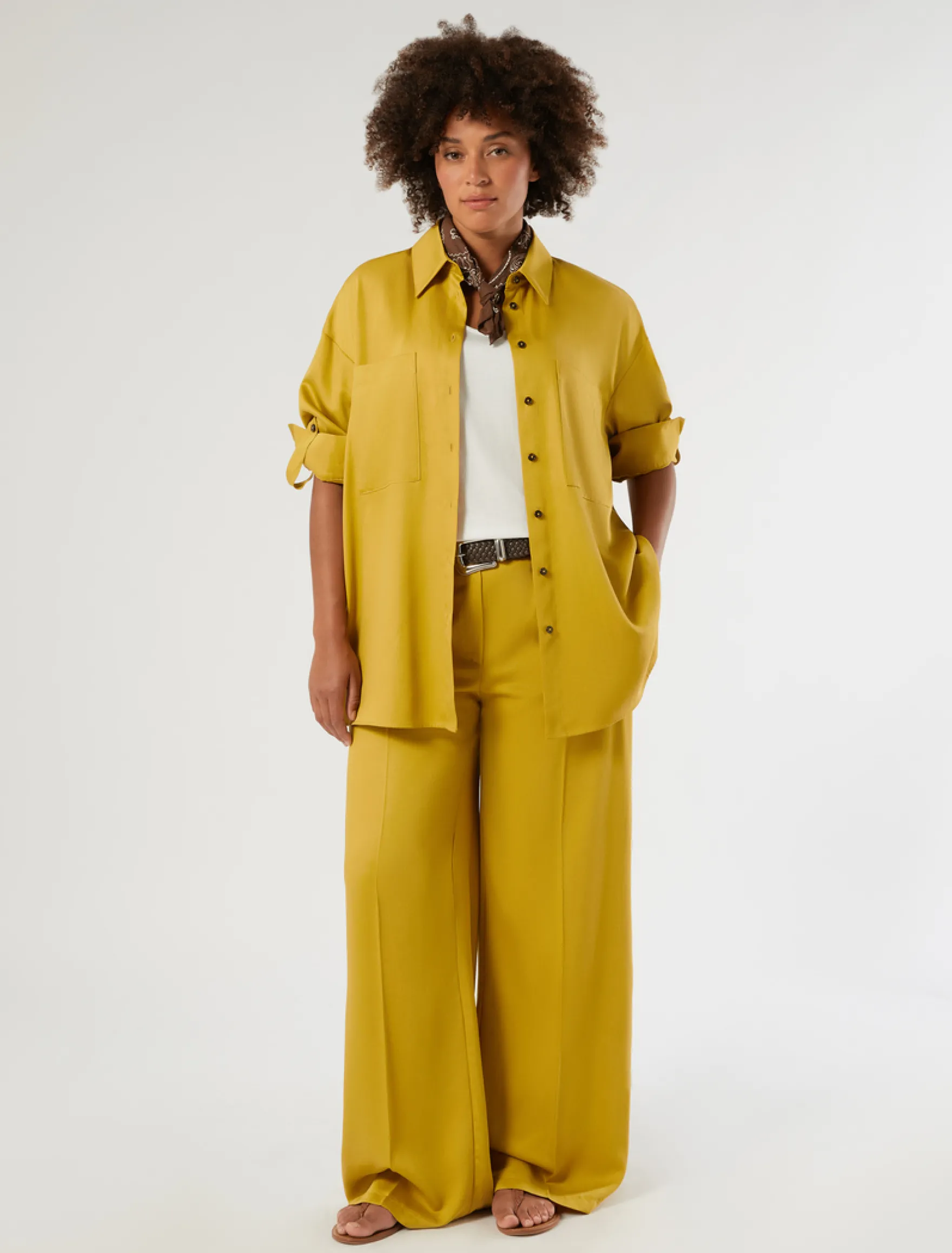 Casacca in twill di tencel - SENAPE