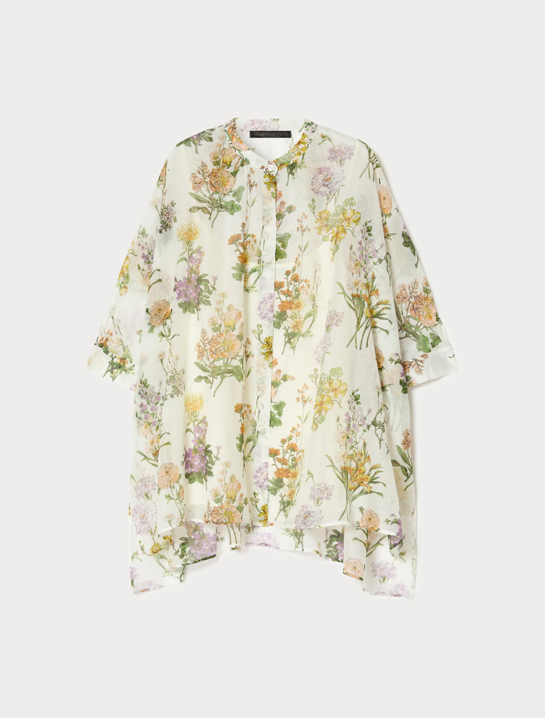 Casacca in voile di cotone e seta - BIANCO