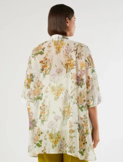 Casacca in voile di cotone e seta - BIANCO