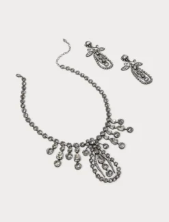 Collana e orecchini in strass - ARGENTO
