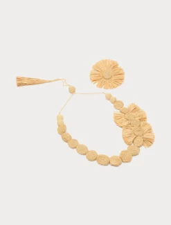 Collana e spilla in rafia - NATURALE