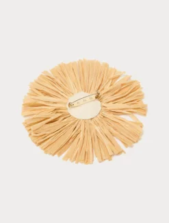 Collana e spilla in rafia - NATURALE