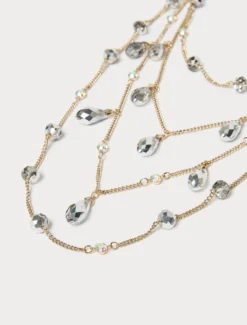 Collana multifilo con jais e strass - CRISTALLO