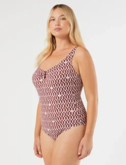Costume intero con stampa - AVORIO