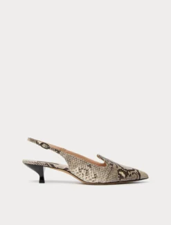 Décolleté sling back in pelle animalier - NATURALE
