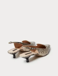 Décolleté sling back in pelle animalier - NATURALE