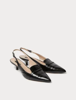 Décolleté sling back in pelle animalier - NERO