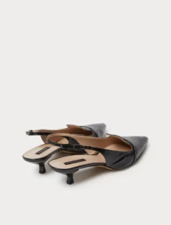 Décolleté sling back in pelle animalier - NERO