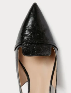 Décolleté sling back in pelle animalier - NERO