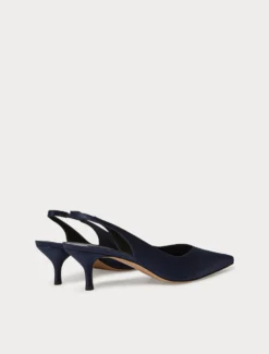Décolleté sling back in raso - BLU MARINO