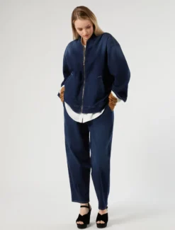 Felpa denim in misto cotone - BLU MARINO